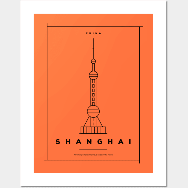 Shanghai Minimal Poster Wall Art by kursatunsal